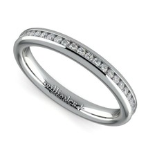 0.25Ct Real Moissanite Tester Pass Channel Set Band Ring 14K White Gold Plated - £104.62 GBP