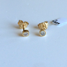 Women&#39;s Studs Earrings 14k Yellow Gold Round Cubic Zirconia 4 mm - £111.61 GBP
