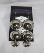 New Native Handmade 3 Panel Earrings Stamped Star Design Nickel Silver - £47.46 GBP