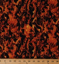 Cotton Landscape Fire Flames Firefighters Firefighting Fabric Print BTY D471.46 - £11.95 GBP