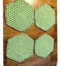 Vintage Knit Green 60&#39;s 70&#39;s Handmade Table Decor - £21.60 GBP