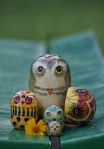 Hand Painted Wooden Owl Nesting Dolls (Set of 5)  Dolls Matryoshka Dolls NEW - £28.51 GBP