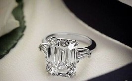 Emerald Cut 2.80Ct Three Diamond Engagement Ring Solid 14k White Gold in Size 7 - £199.92 GBP