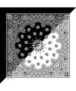 Carolina Creative Bandanna (White/Black) Paisley Print 22" x 22" Hav-A-Hank - $8.45