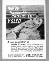 1967 Print Ad Crosby Unsinkable 15&#39; V Sled Boats Marianna,FL - $9.25
