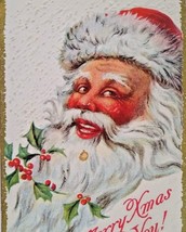 Santa Claus Long Beard Vintage Merry Christmas Postcard Embossed Series 1001 - £14.86 GBP