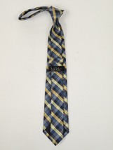 Men's Nicole Miller Tie Classic Woven Silky Feel #Nicole-3 Yellow Blue Checker image 3