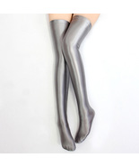 Silver Glossy Spandex Thigh High Stockings - $243.83 MXN
