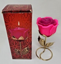 Vintage Avon Floral Fragrance Candle Fresh with 6" Gold Color Stand  NIB U95 - £13.36 GBP