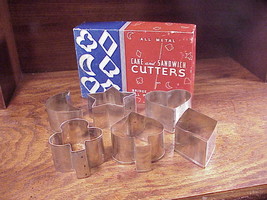 Box of 1950&#39;s 6 Vintage Metal Cake and Sandwich Cutters, for Bridge, Lun... - £6.34 GBP