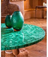 Malachite Live Edge Table Top, Round Table Top, Mosaic Table Top, Dining... - £5,113.08 GBP