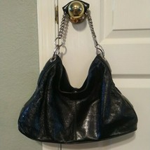Vintage Armani Exchange Black Leather Purse Handbag Chain Snap Closure - $74.25