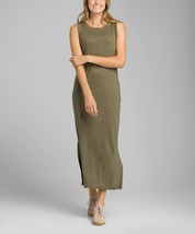 New Womens NWT PrAna XS Cozy Up Maxi Dress Cargo Green Pockets Hemp UPF Antiodor - £132.94 GBP