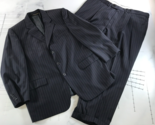 Jack Victor Suit Mens 43S Jacket 39x26 Pants Navy Blue Pinstripes Wool - $148.49