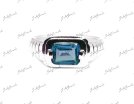 925 Sterling Silver 5x7 mm Octagon London Blue Topaz Band For Men November Ring - £56.43 GBP