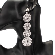 MANILAI Bohemian Alloy Spiral Round Statement Earrings Women Vintage Metal Drop  - £7.39 GBP
