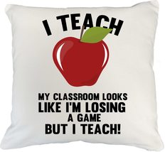 Make Your Mark Design I Teach White Pillow Cover for Teacher, Professor,... - £19.43 GBP+