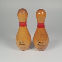 2 Vintage Miniature Wooden Bowling Pins 4” High Game Cadillac Michigan  - £7.46 GBP