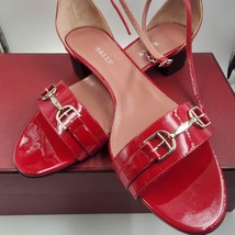bally cloto calf patent leather women shoes sandals lipstick bnwt - $186.17