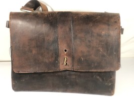 Pelle Vintage Messenger Tracolla Con Ottone Hardware Per Parti Restoration - $179.64