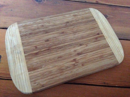 Solid Bamboo Light Dark Wood Cutting Board Rectangular Butcher Block 11.75x7.75 - £15.92 GBP