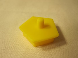 1990 MB Travel Games - Perfection game piece: Yellow Puzzle Shape #3 - $1.50