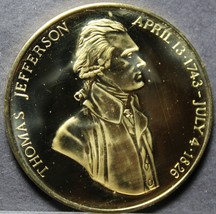 Thomas Jefferson 22k Gold Plated Medallion~Monticello~37.8mm~Free Shipping - £18.31 GBP
