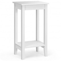 2-Tier Nightstand End Side Wooden Legs Table for Bedroom-White - Color: White - £49.94 GBP