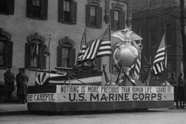 US Marine Corps Parade Float emphasizing recruitment - Art Print - £17.19 GBP+