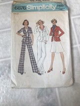  1975 Simplicity 6876 Ladies Fitted Jacket A Line Skirt &amp; Pants Pattern Sz 12 - £8.30 GBP