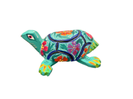 Turtle Oaxacan Wood Carved &amp; Painted Alebrije Mexican Folk Art Sculpture Signed - £18.16 GBP