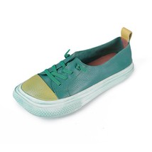 Leather Shoes Women Sneakers Mixed Colors New Summer Retro Handmade Fashion Conc - £78.35 GBP