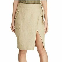 Lauren Ralph Tan Beige Linen Cargo Wrap Skirt Size 12 $110 - £40.92 GBP