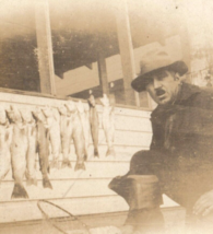 Fisherman Fish Outside Posing Antique Photograph Found Photo Vintage - $15.95