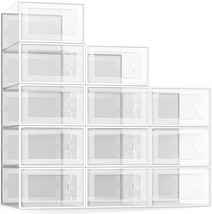 See Spring Large 12 Pack Shoe Storage Box, Clear Plastic Stackable Shoe - $51.94