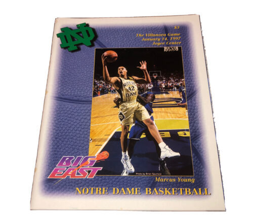 Notre Dame The Villanova Game Jan. 14, 1997 “Marcus Young” Cover Program... - $23.08