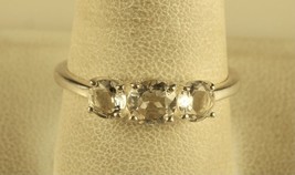 Vintage Sterling Signed 925 STS Three White Cubic Zirconia Modern Ring Band 10 - £31.65 GBP