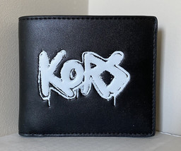 New Michael Kors Cooper Men&#39;s Billfold wallet Vegan Faux Leather Black / White - £37.12 GBP