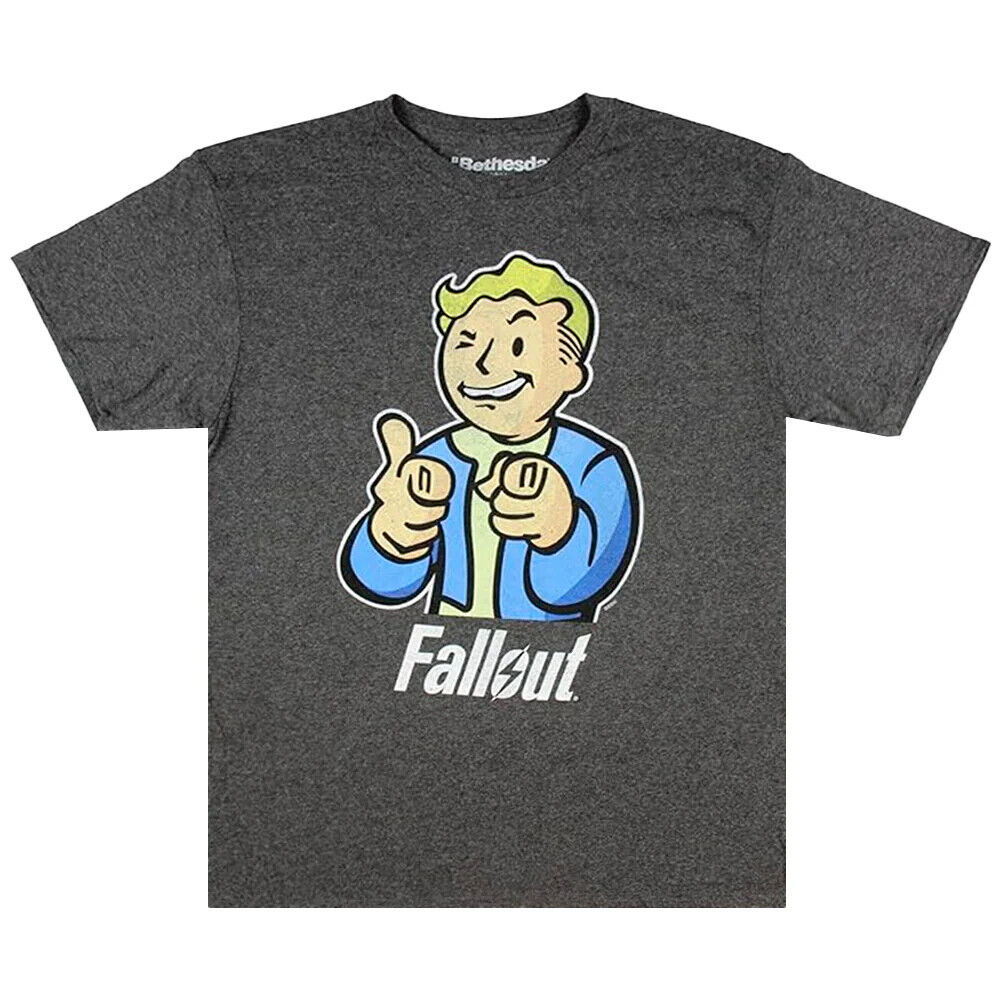 Fallout Video Game Vault Boy Short Sleeve Heather Gray T-Shirt by Bethesda