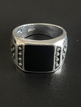 Obsidian Stone S925 Antique Silver Woman Ring Size 6.5 - £11.65 GBP