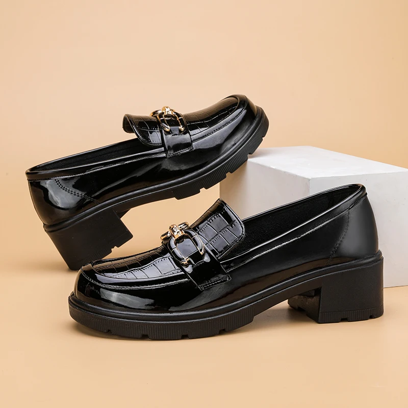 Luxury Designer Women Loafers Flat Shoes Female Height Increasing Black ... - $46.19