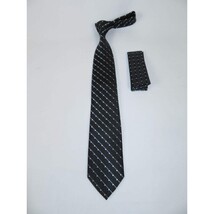 Men's Woven Tie Hankie Set J.Valintin Private Collection R81 Black Gray image 4
