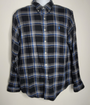 Ralph Lauren Shirt Mens XL Blue Plaid Flannel Cotton Thick Heavy Button ... - £23.59 GBP