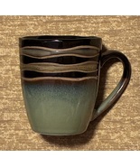 Waves by Noble Excellence coffee mug green brown copper stoneware 12 oz - $8.00