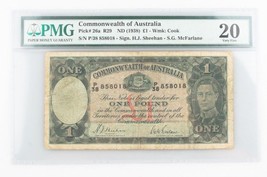 Billete De 1 Libra De Australia De 1938 Calificado Por PMG VF-20 P#26a - $285.57