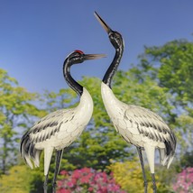 Zaer Ltd. Set of 2 54&quot; Tall Black-Necked White Crane Garden Figurines - £172.99 GBP