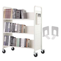 Rolling Book Cart, Double Sided W-Shaped Sloped Shelves - $683.96