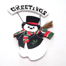 Handmade Snowman Wall Hanging Winter Ornament Wood 14&quot; Holiday Christmas... - £7.49 GBP