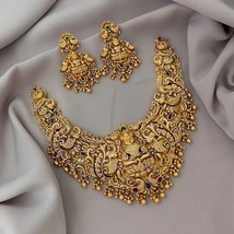 Indian Bollywood Style Gold Plated Bridal Necklace Temple Goddess Jewelry Set - £61.11 GBP