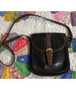 Vintage Brahmin 80&#39;s Black/Brown croc strap leather crossbody bag - €68,73 EUR